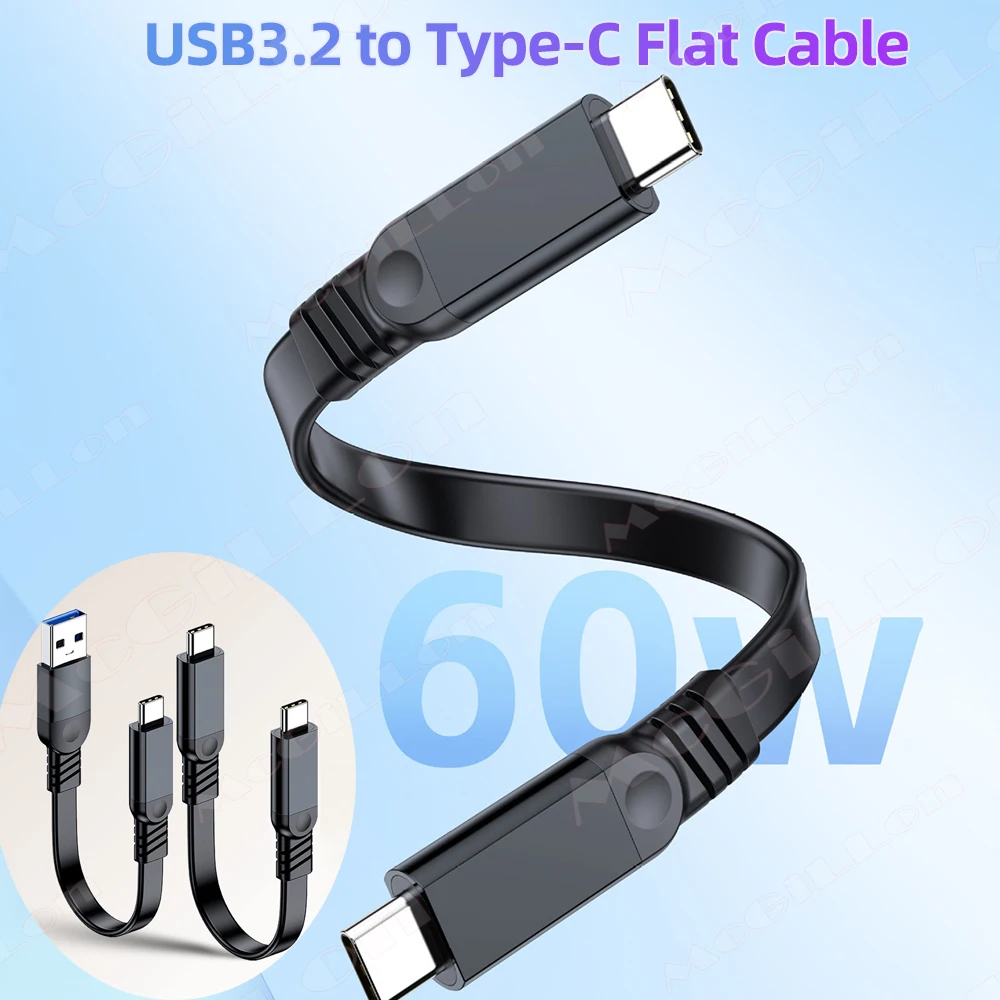 

USB3.2 to Type C Cable 60W Fast Charging Short Cable For Power Bank Huawei Xiaomi USB C To USB C Cable For iPhone 16 15 Sumsung