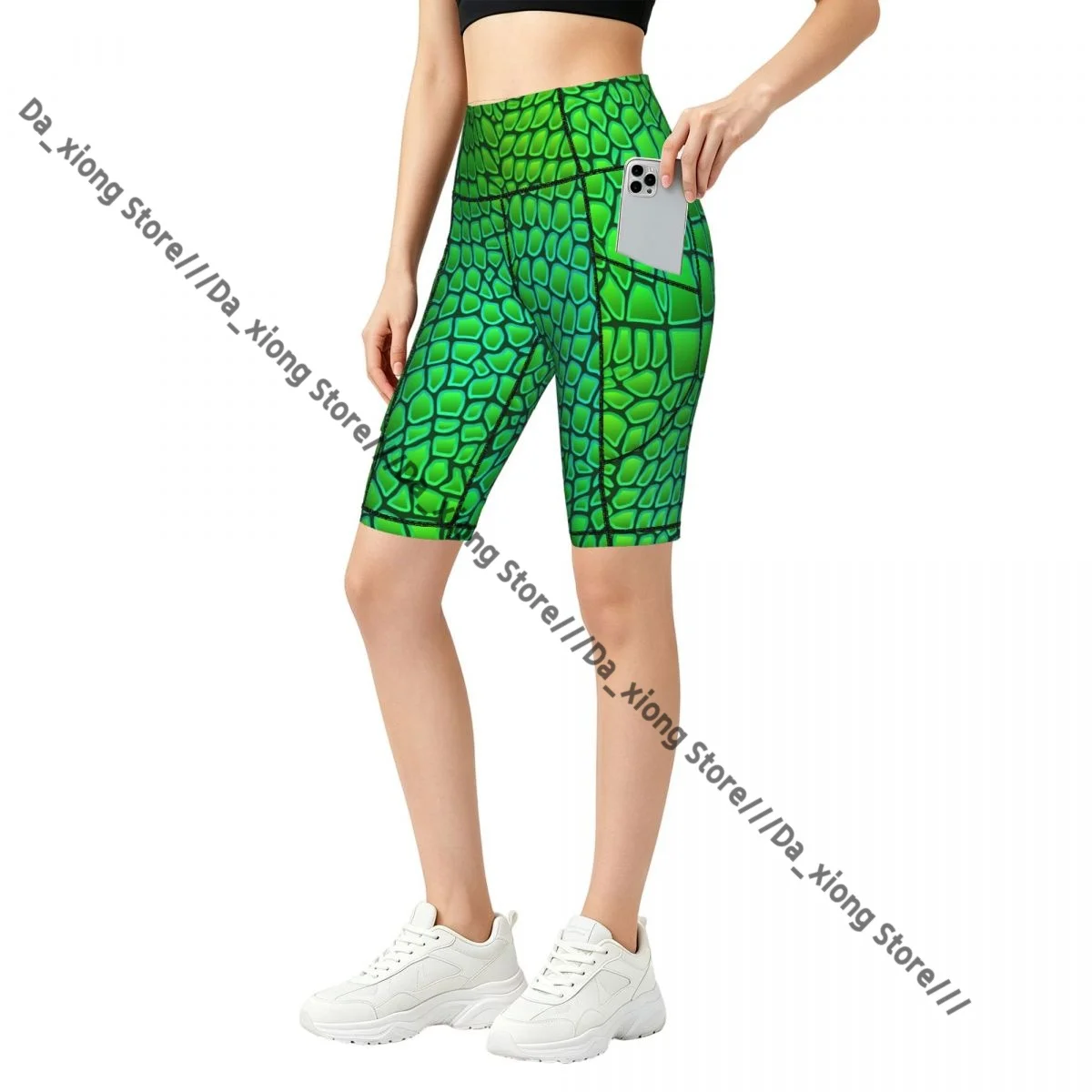Women High Waist Yoga Shorts Alligator Skin Crocodile Pattern Stretch Hip Lifting Quick Dry Fitness Sports Shorts