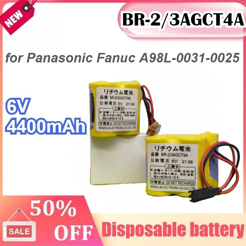 

Newly BR-2/3AGCT4A 6V 4400mAh Battery Pack PLC Lithium Industrial for Panasonic Fanuc A98L-0031-0025 Disposable Battery