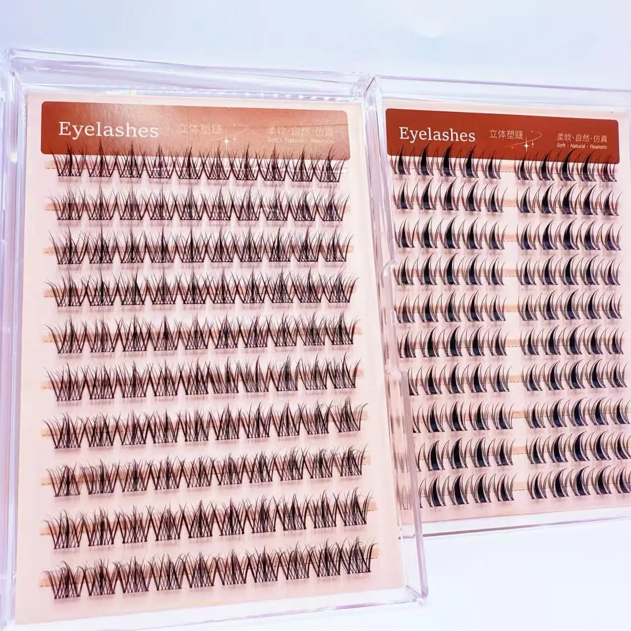 Natürlich aussehende, selbstklebende, langlebige 10-reihige, kleberfreie Wimperncluster-Falsche Wimpern
