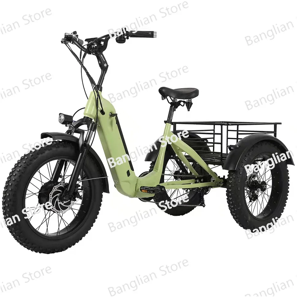 Electric Tricycle Bicycle Fat Tire Foldable Labor Saving Convenience Can Be Loaded Goods Convenient Space Saving Selling Stock