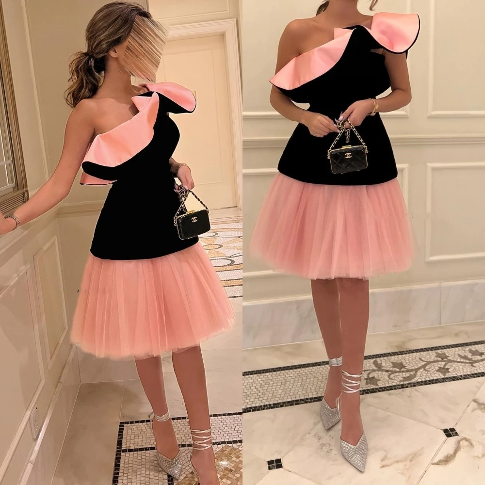 

Fashion Elegant Asymmetrical One-Shoulder Ball Gown Prom Dresses Formal Ocassion Tulle Satin vestido feminino festa luxo