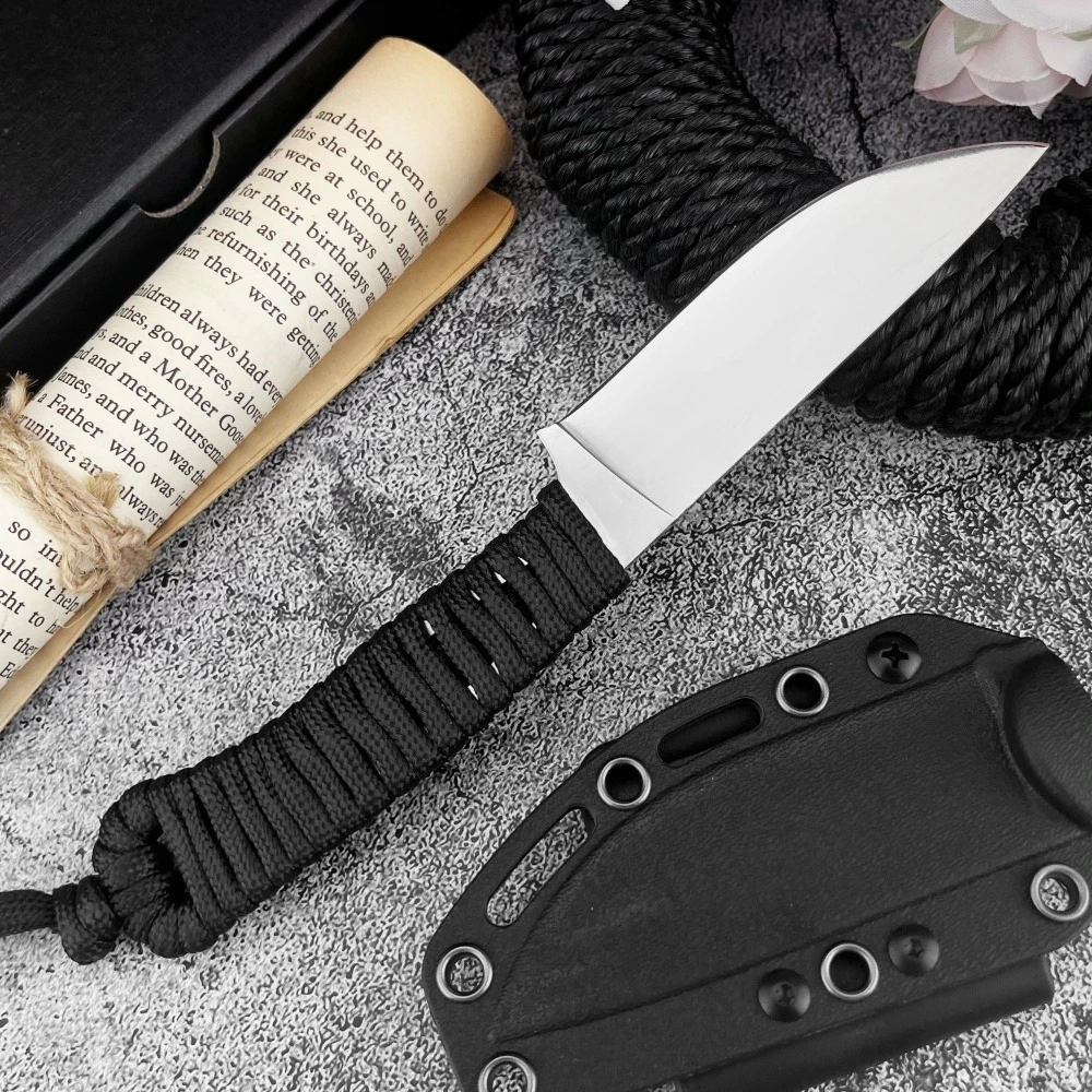 Coltello a lama fissa EDC per esterni Coltelli da frutta di alta qualità Coltelli multiutensile popolari Coltelli tattici con manico in corda di nylon con lama 440C