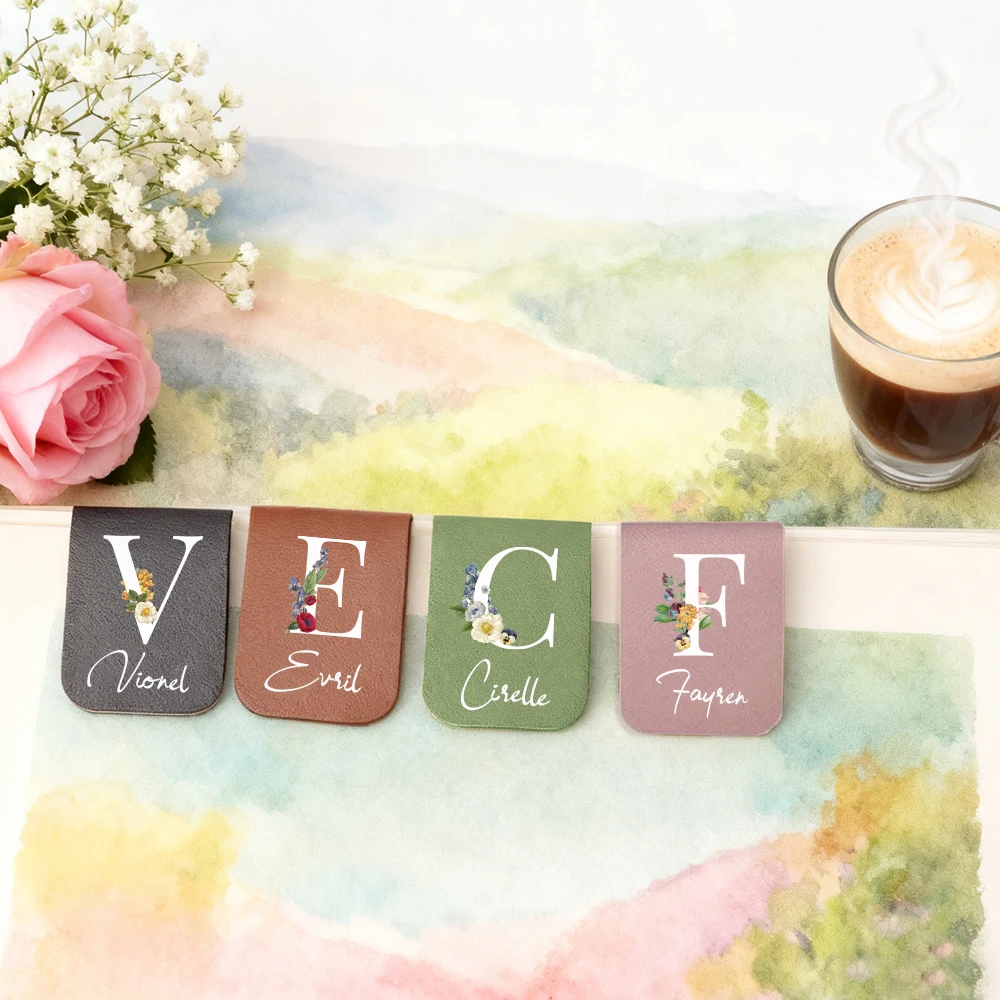 1 قطعة المرجعية المغناطيسية مع اسم مخصص ، الإشارات المرجعية مع الاسم وتصميم زهرة ، الحروف الأبجدية A-Z مع إغلاق مغناطيسي ، هدية لها #4