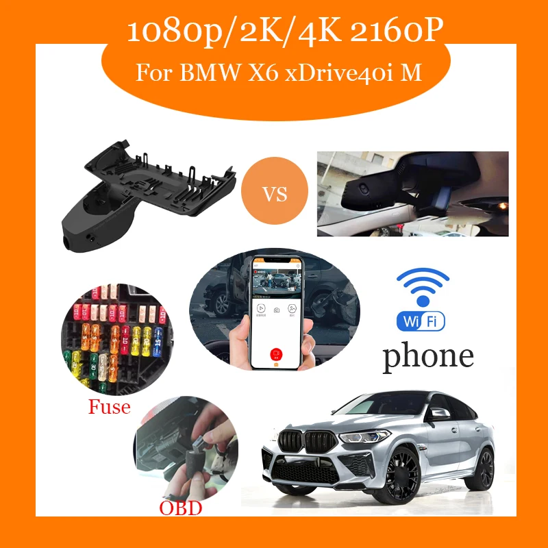 Car Road Record WiFi DVR Driving Video Recorder Dash Camera For BMW X6 xDrive40i M 2020 Night Vision CCD Night Vision Shockproof
