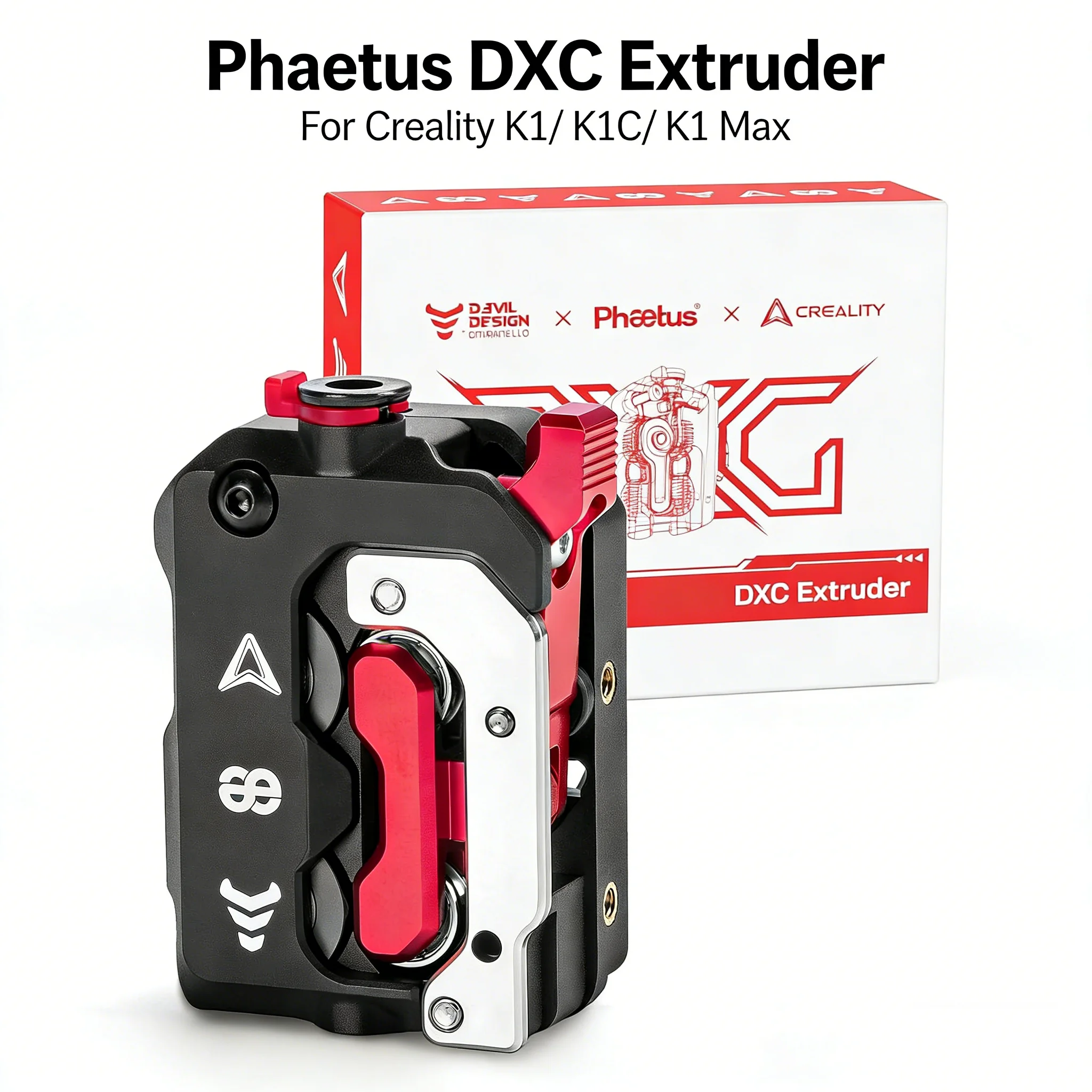 Phaetus DXC Extruder Helical Gears Dual-drive System Extrusion Mechanism Kit For Creality K1 K1C K1 Max 3D Printer Upgrade