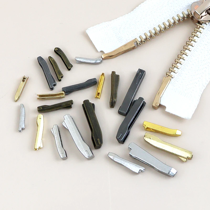 3# 5# 8# 10# Two-way Zippers Plug Sewing Zipper Repair Kits 10-50Sets Double Slider Zip Non-Slip Stopper Metal Zips End Clips