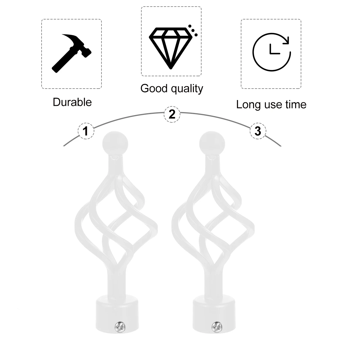 

2PCS Spiral Wrought Iron Curtain Rod Ends Vintage Fittings Elegant Bedroom Living Room Window Hardware Accessories Sturdy