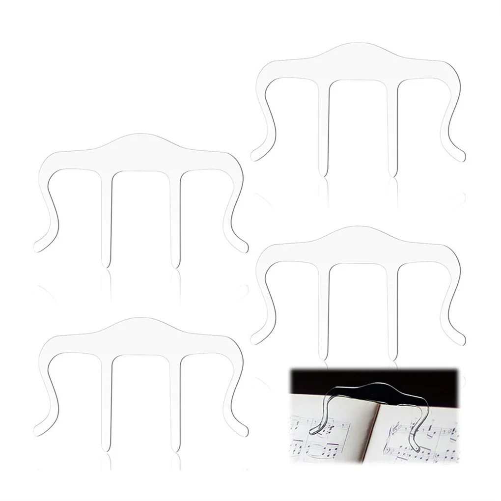 Clip de soporte de música acrílico resistente al desgaste, Clips de papel grandes, soporte de página Universal impermeable, regalos para músicos, 4 Uds.