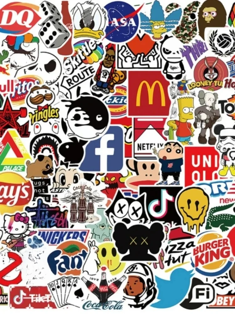 AliExpress Bandai 53/106Pcs Cool Fashion Brand Logo Stickers DIY Skateboard Laptop Luggage Bike Motorcycle Phone Car Waterproof Sticker Decals Toy