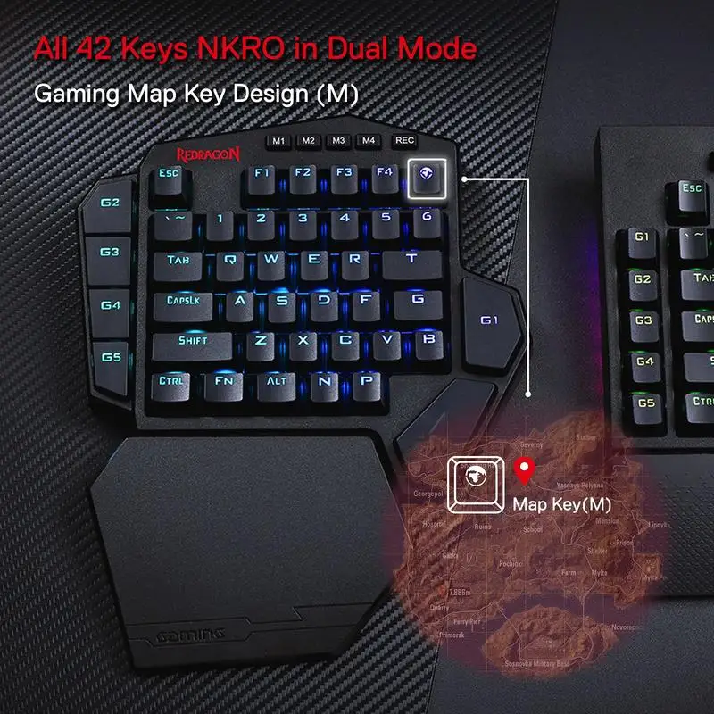 Imagem -03 - Redragon-teclado Mecânico de Uma Meta sem Fio K585 Diti 42 Teclas 2.4ghz Rgb 40 Teclado para Jogos Suporte para Pulso Destacável