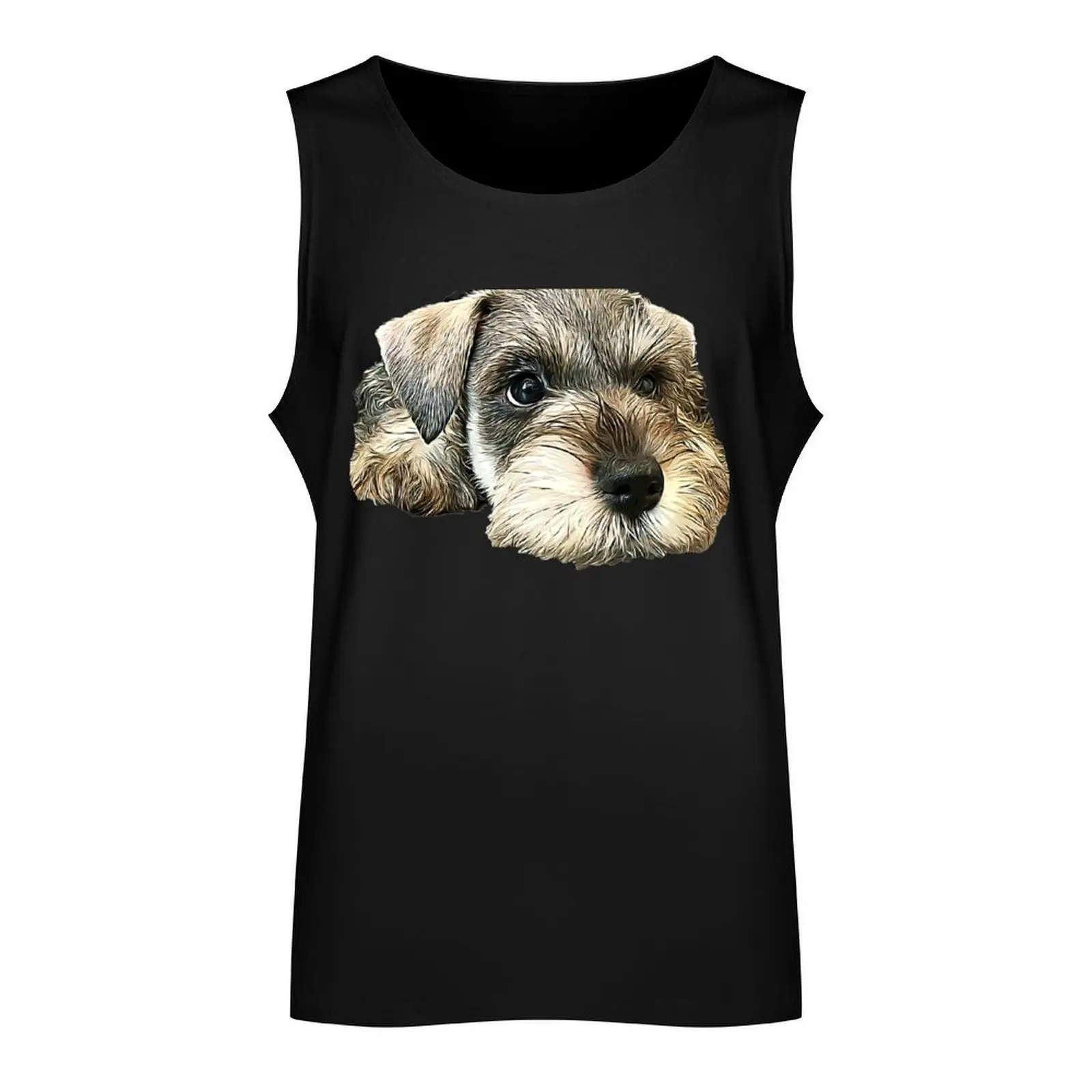 Mini Schnauzer Cute Puppy Dog Tank Top t shirt Vest male Men's clothes luxury style T-shirt men