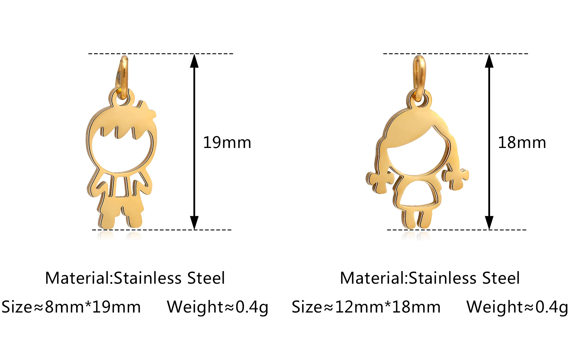 DOOYIO 5 teile/los 11,5mm * 18mm Kleines Mädchen Charm Anhänger Edelstahl Spiegel Poliert DIY Schmuck Geschenk Zubehör – Detail 3