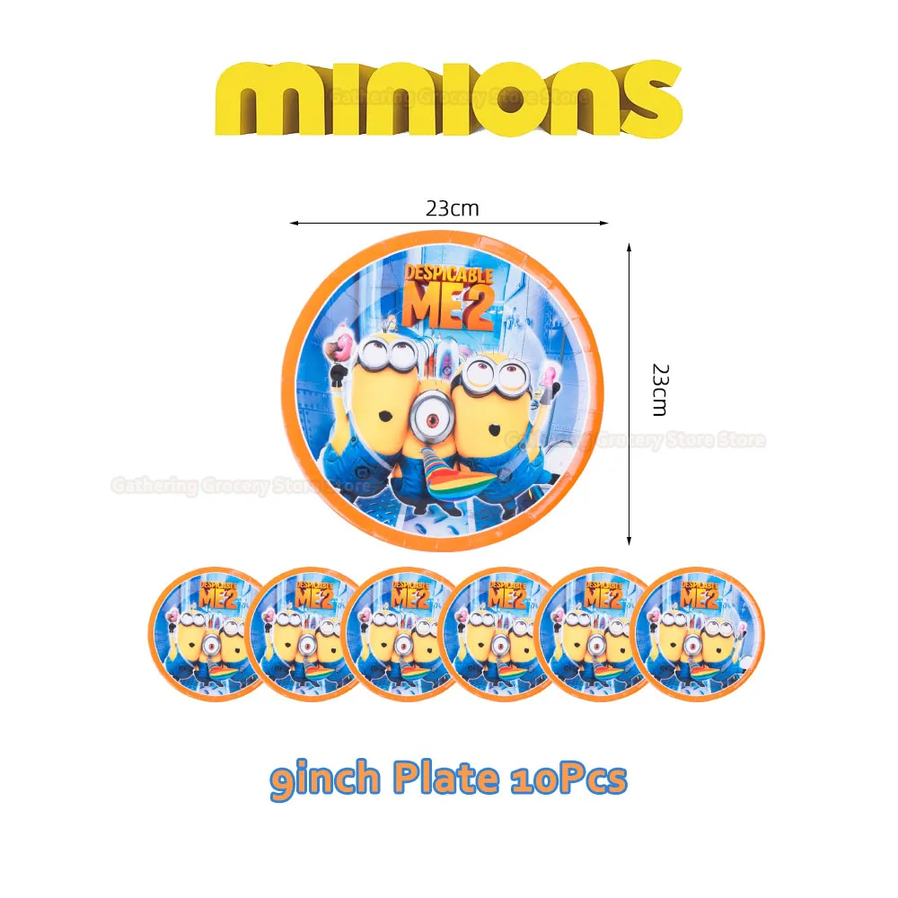 Minions Anime Girl Boy Baby Shower Happy Birthday Party Table Accessory DIY Scene Layout Paper Plate Ballon Cake Supplies Decor