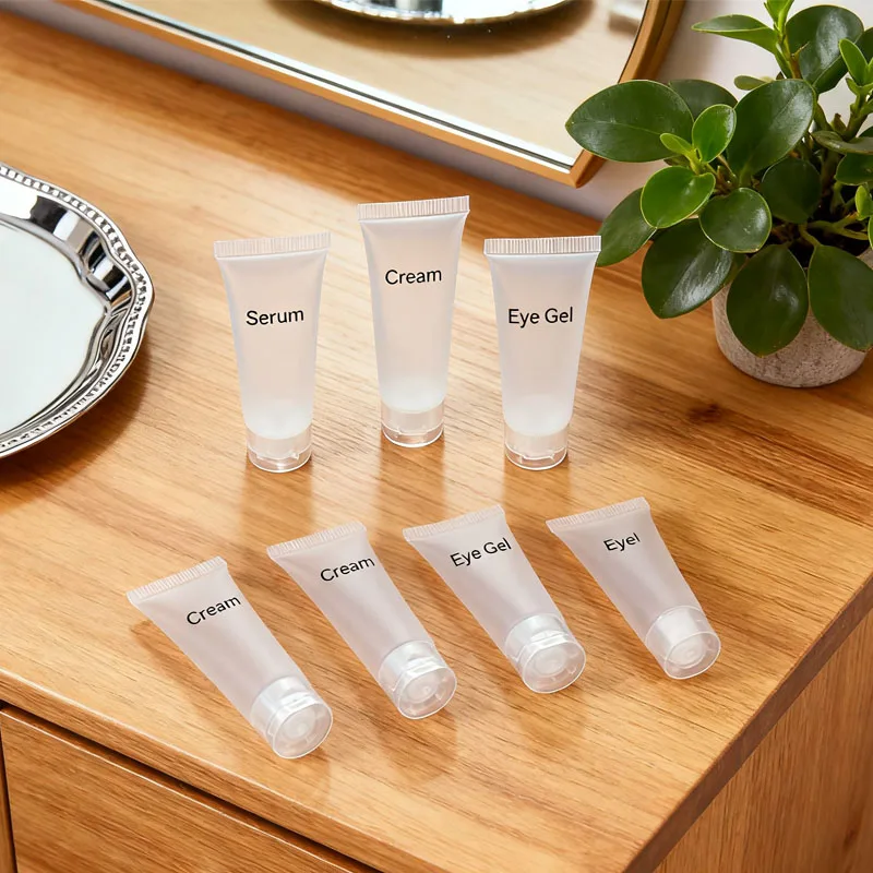 Tubos macios foscos cosméticos vazios, 50 peças 5-100ml com tampas articuladas recarregáveis cremes para as mãos recipientes de loção garrafas de amostra de plástico