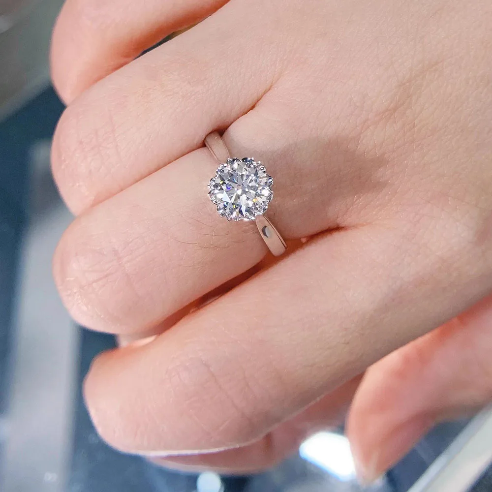 

IGI Lab Растущее кольцо с бриллиантом, круглый цвет D 1, 2, 3, 4 карата, твердое кольцо из белого золота 14 карат, обручальное кольцо с бриллиантом, заводское обручальное кольцо