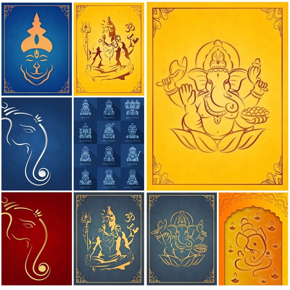 

Hinduism India Ganesha Buddhism Poster Wall Art Canvas Painting Posters Prints Wall Pictures For Living Room Home Decor Unframed
