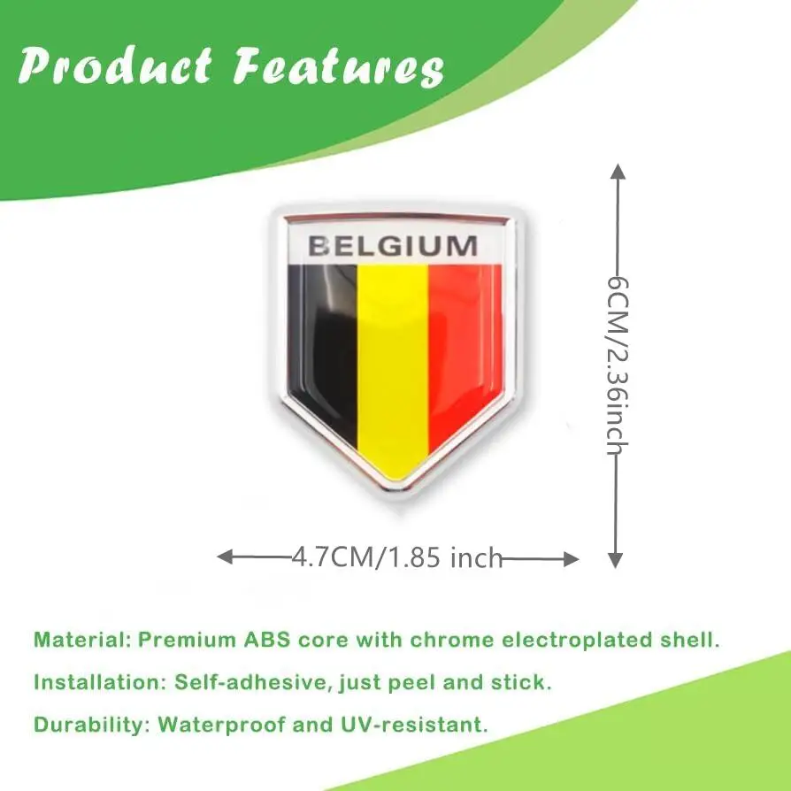 Belgium Flag Shield Car Bike Decal Crest Emblem for Cars Motorcycle Truck Vehicles Car Emblems