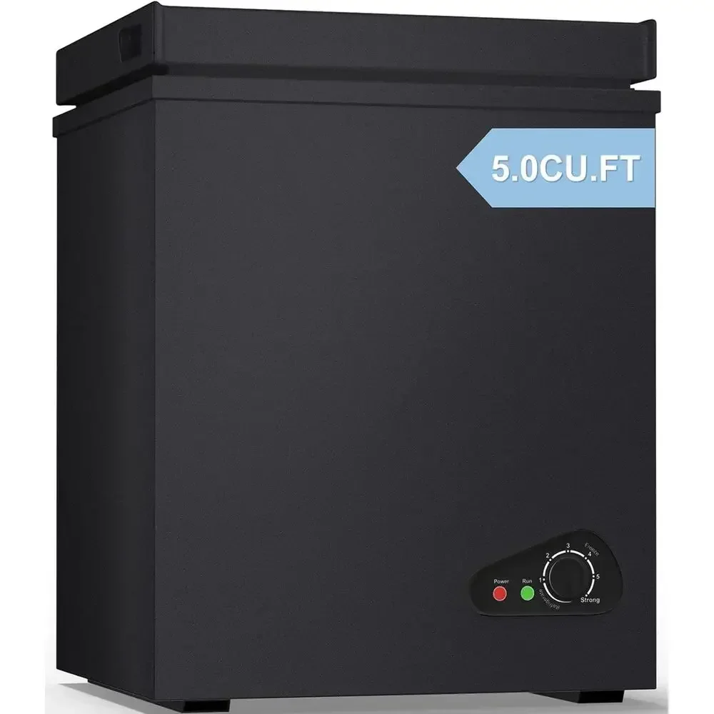 7-Level Adjustable Compact Upright Freezer with Removable Basket, Top Opening, Low Noise - 5.0 Cubic Feet, Black
