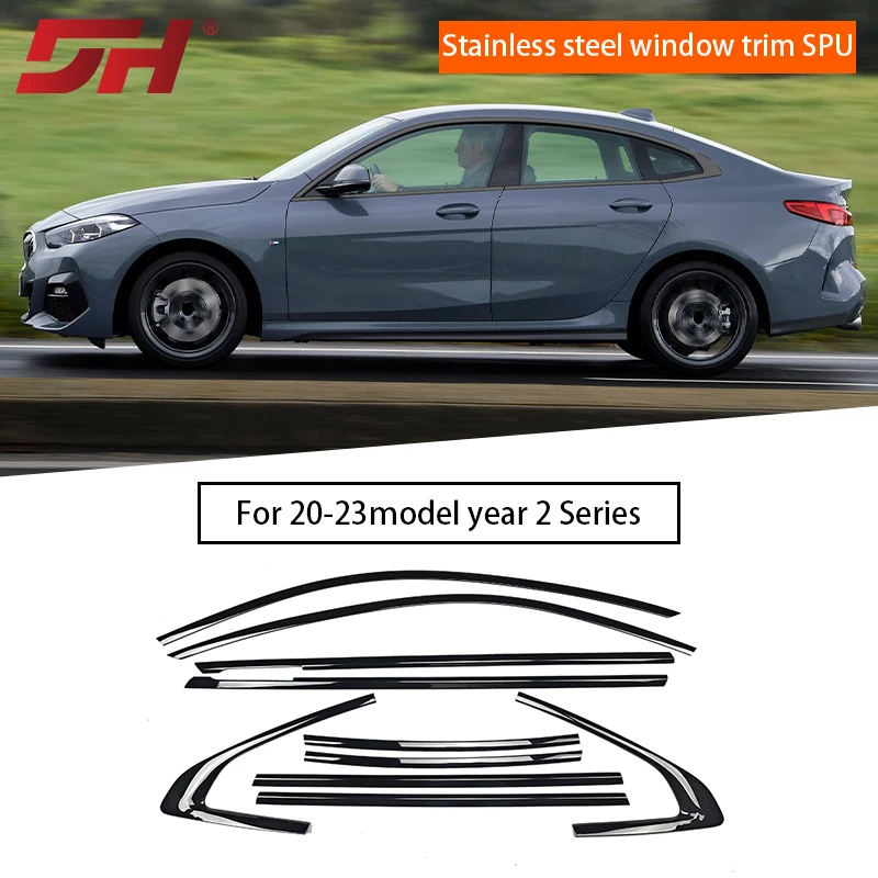 

For BMW 2 Series 2020-2025 Car Gloss Black/Silver Stainless Steel Material Window Trims Chrome Decorative Protection strips