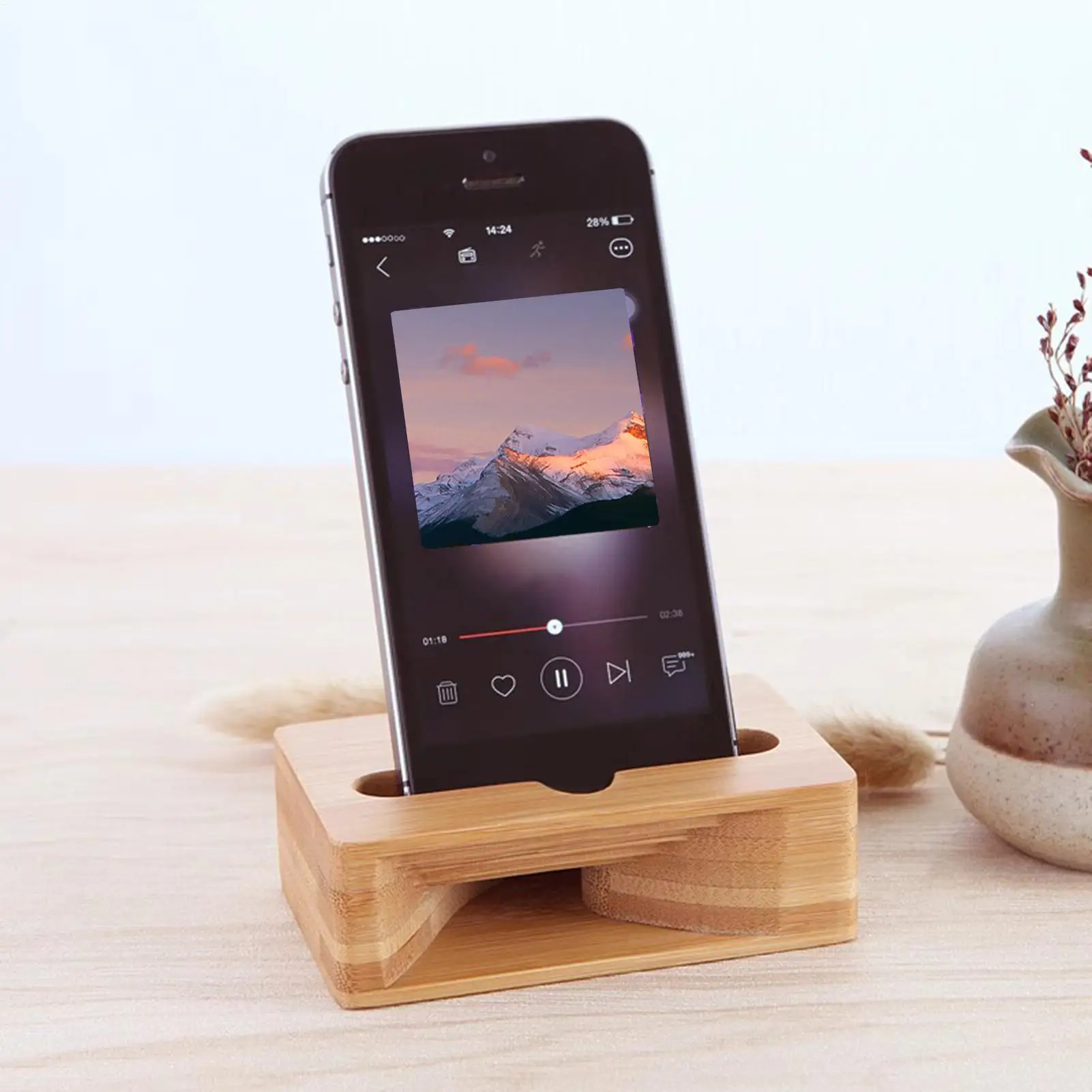 Telefonhalter Lautsprecher-Verstärker Holzhalterung Klangverstärker Handy-Ständer Natürlicher Lautsprecher Telefon-Dock für