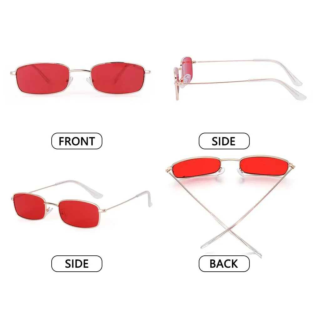 Men Women Clear Lens UV400 Brand Shades Vintage Rectangle Sunglasses Small Oval Women's Sunglasses Metal Sun Glasses