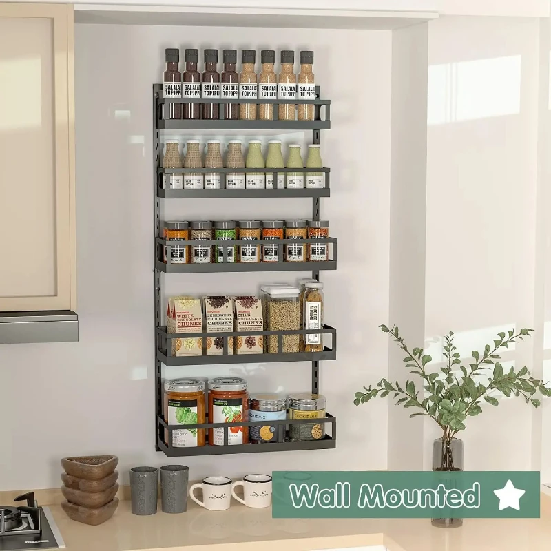 Cross-border hot-selling kitchen rack household refrigerator wall-mounted multi-layer seasoning storage rack adjusta