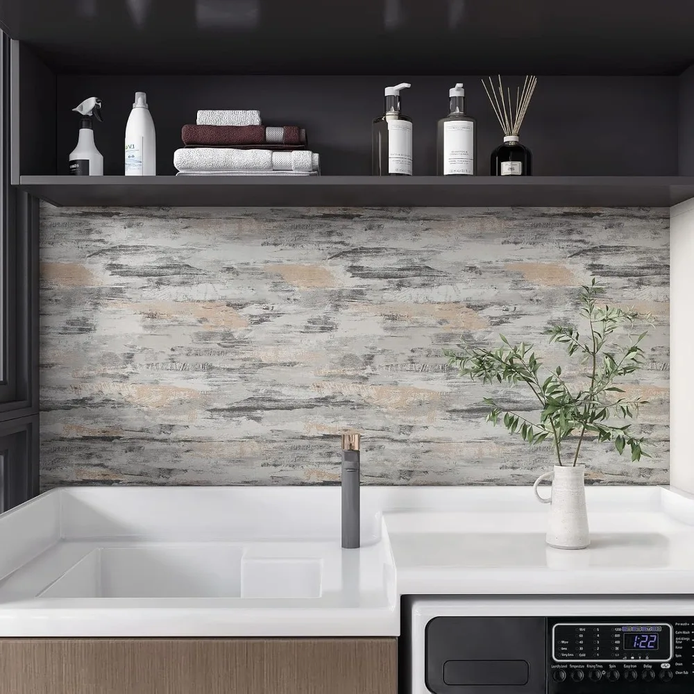 ورق اتصال كبير بمظهر خرساني - ورق حائط أسمنتي ملون مقاس 24 × 708، سميك جدًا ومتين لاستخدام الملصقات المزخرفة