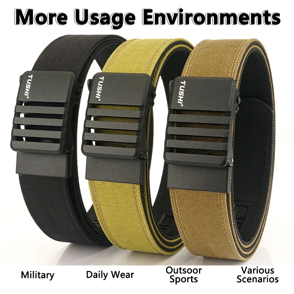 TUSHI New Unisex Military Belt Hard Metal Buckle Quick Release Tough Multi-size Nylon Men's Tactical Belt Casual IPSC Waistband