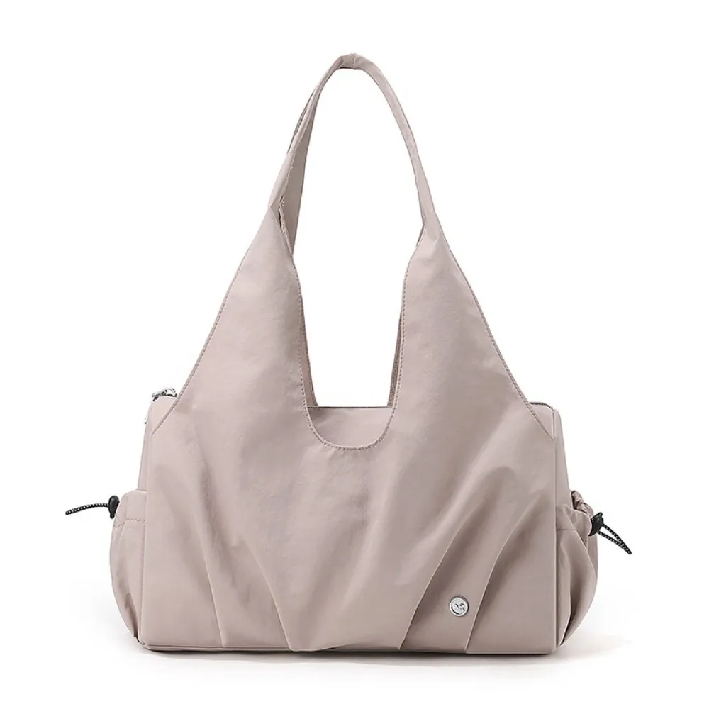 Simple Large Capacity Shoulder Bag Waterproof Soft Handbag Zipper Closure Solid Color Tote Bag Work
