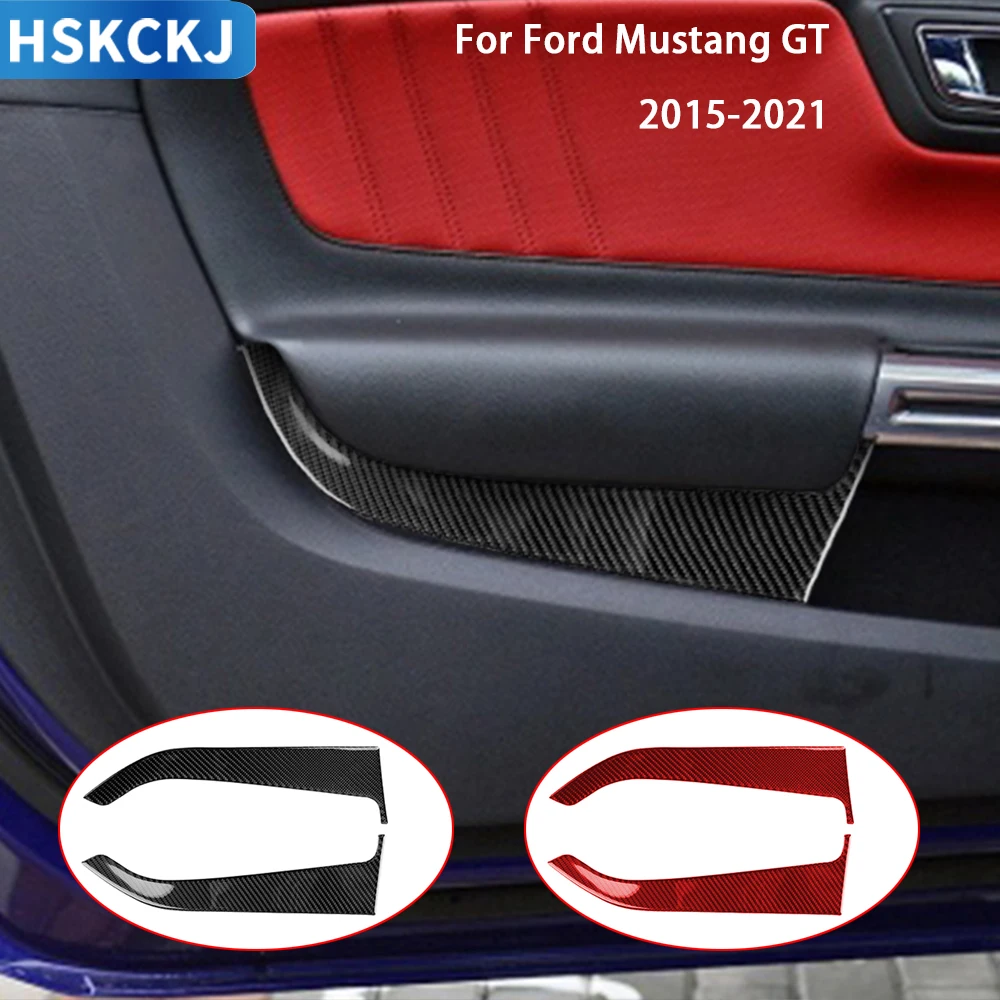 

For Ford Mustang GT 2015 2016 2017 2018 2019 2020 2021 Accessories Real Carbon Fiber InteriorCar Front Door Panel Trim Stickers