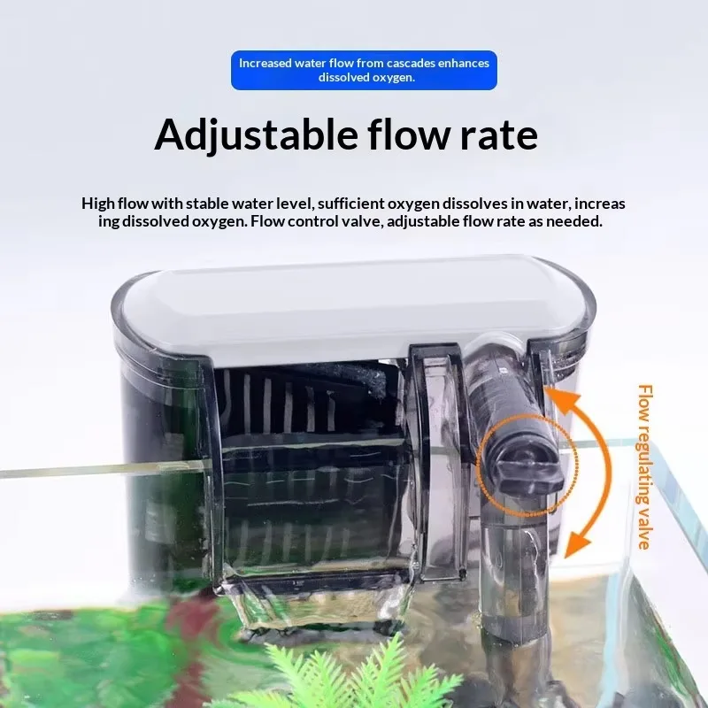 Fish Tank Water Pump Plug-in/USB 3.5W Small Waterfall-Type Wall-Mounted 3-in-1 Circulation Oxygen-Boosting External Filter