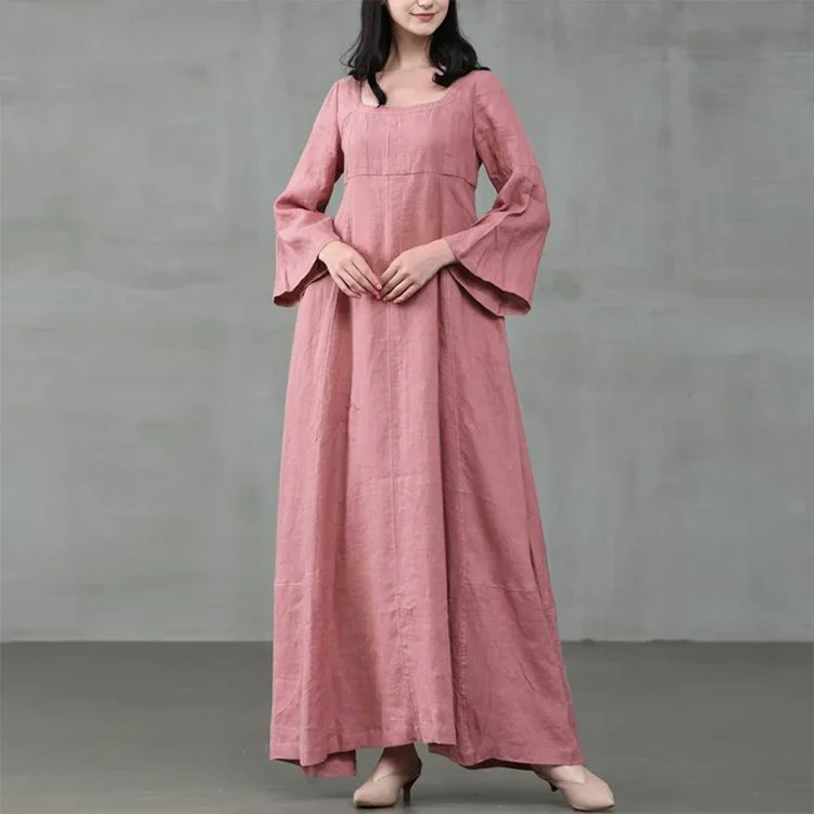 Medieval Dress Woman Costume Palace Cotton Linen Summer Victorian Dress Cosplay Long Maxi Dresses Kaftan Robe Halloween Carnival