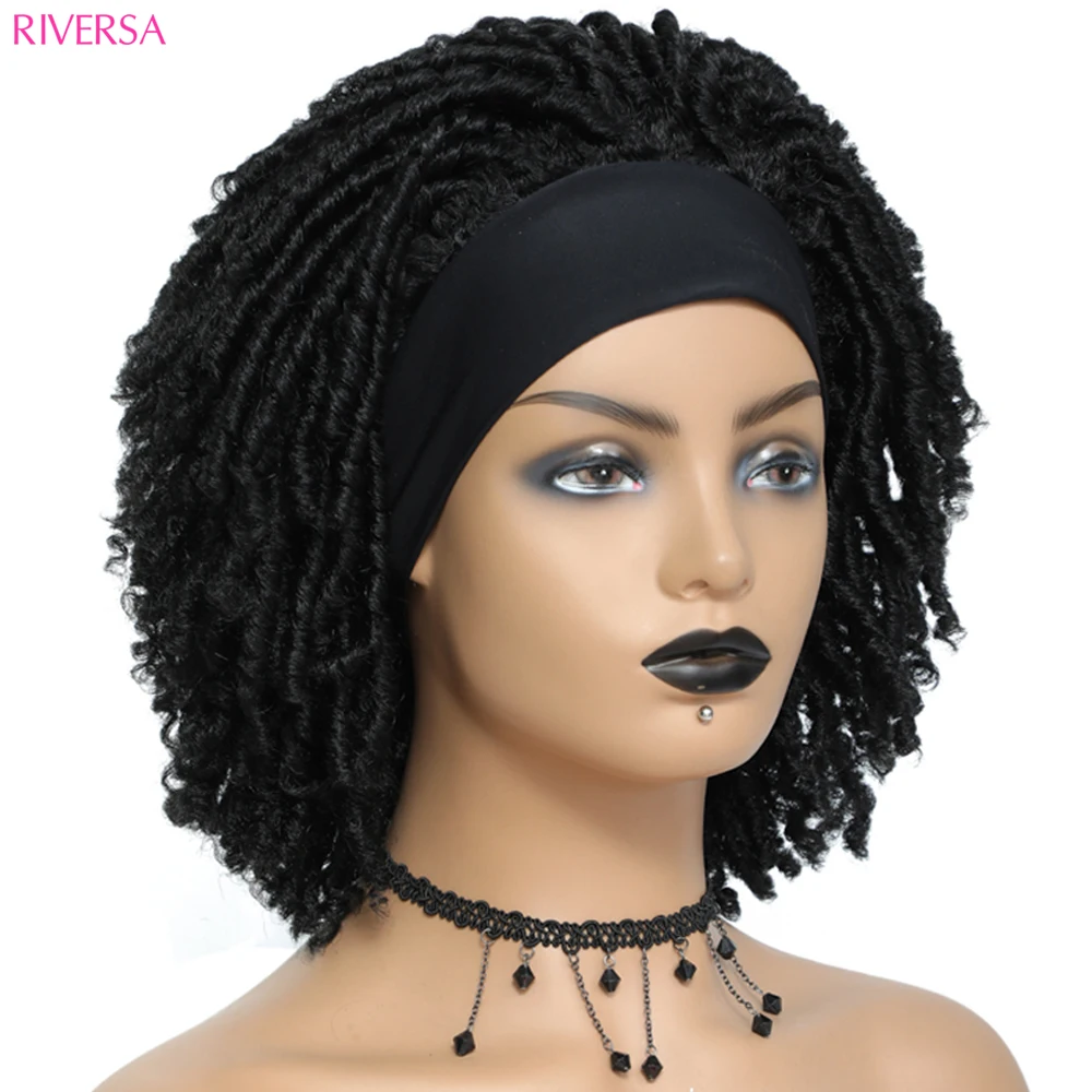 Faux Locs Crochet Braids Hair Headband Wigs Short Afro Goddes Locs Twist Wigs for Black Women Synthetic Soft Locks Headband Wigs