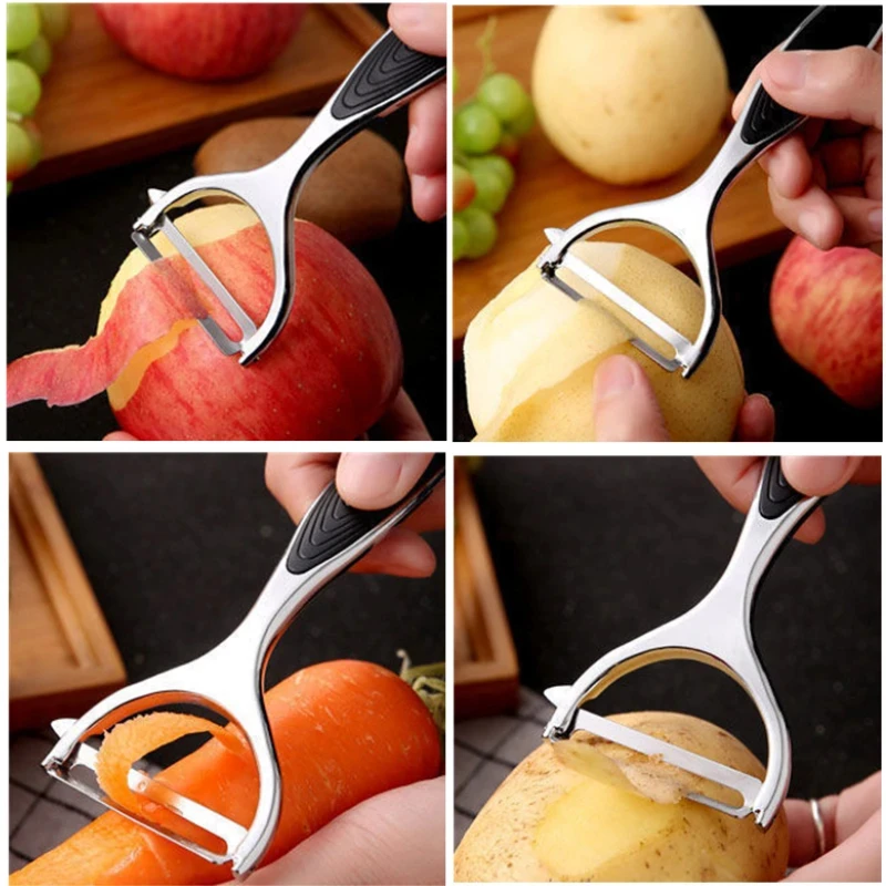 1set Fruit Vegetable Peeler Stainless Steel Multifunctional Handle Peeling Knife Potato Apple Carrot Scraper Home Kitchen Tools