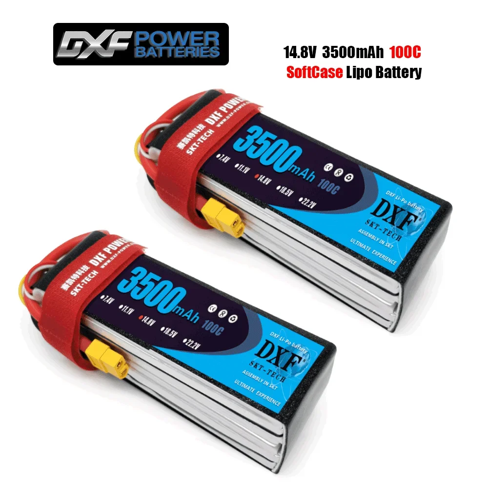 

2PCS DXF 4S Lipo Battery 14.8V 3500mAh 100C With XT90 XT60 EC5 TRX T XT150 Plug Softcase for RC 1/10 Buggy Truggy Boat Car Truck