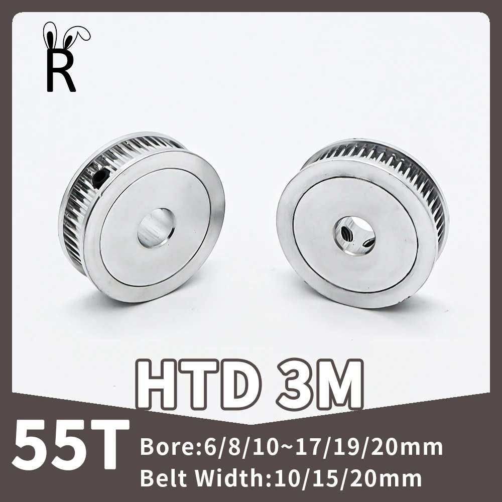 

55Teeth HTD 3M Belt Pulley 55 Wheel Bore 5/6/8~24/25/28mm 3M Belt Width 10/15/16/20mm Synchronous Pulley HTD3M Timing Pulley 55T