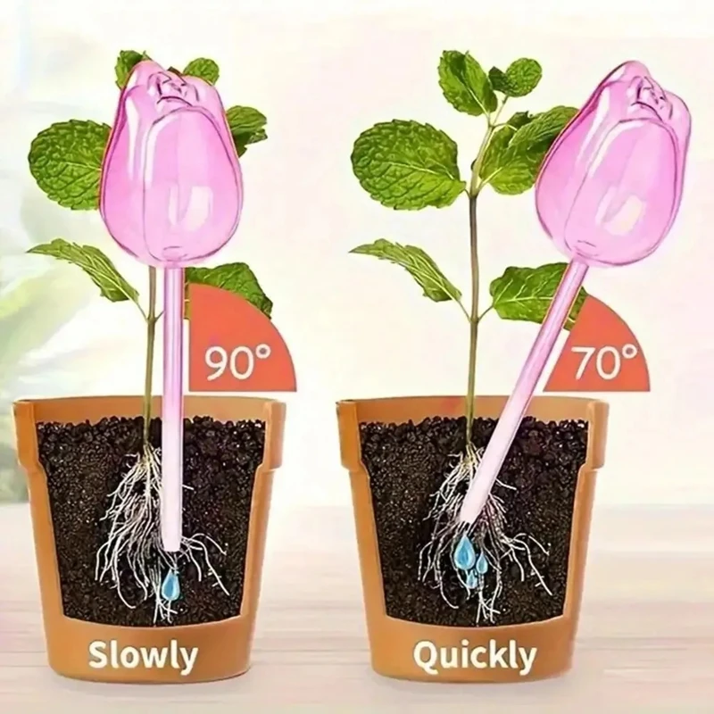 1/2PCS Pomegranate Flower Watering Machine Glass Creative Modeling Watering Machine Pot Lazy Watering Machine