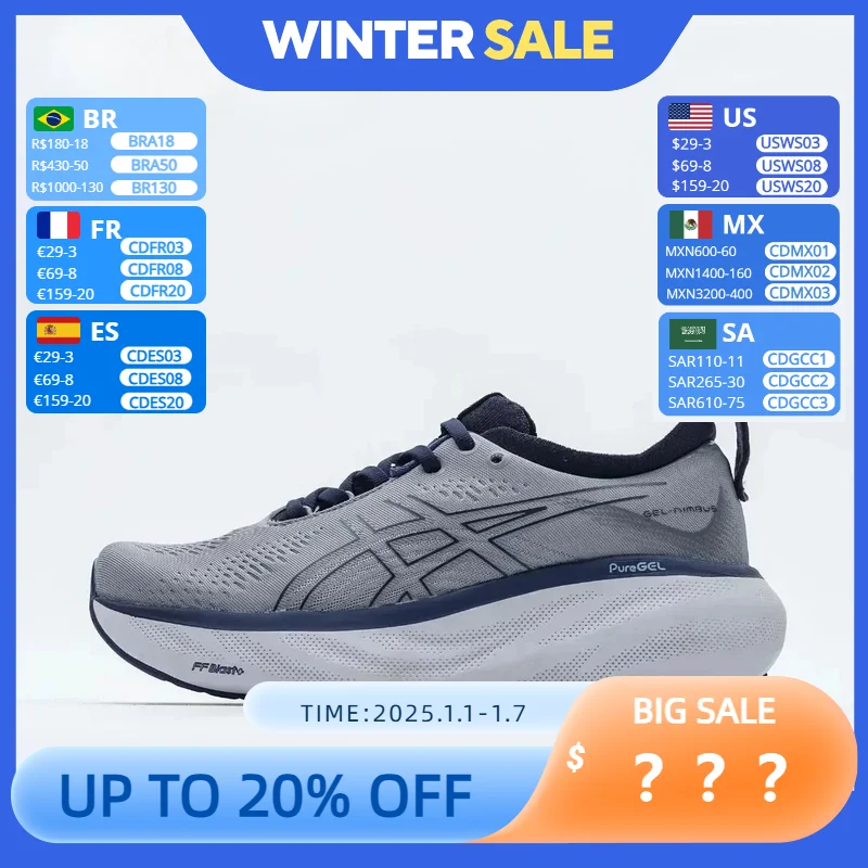 Asics Nimbus 25  Men Running Shoes Unisex Low-top Outdoor Breathable Lightweight Sneaker