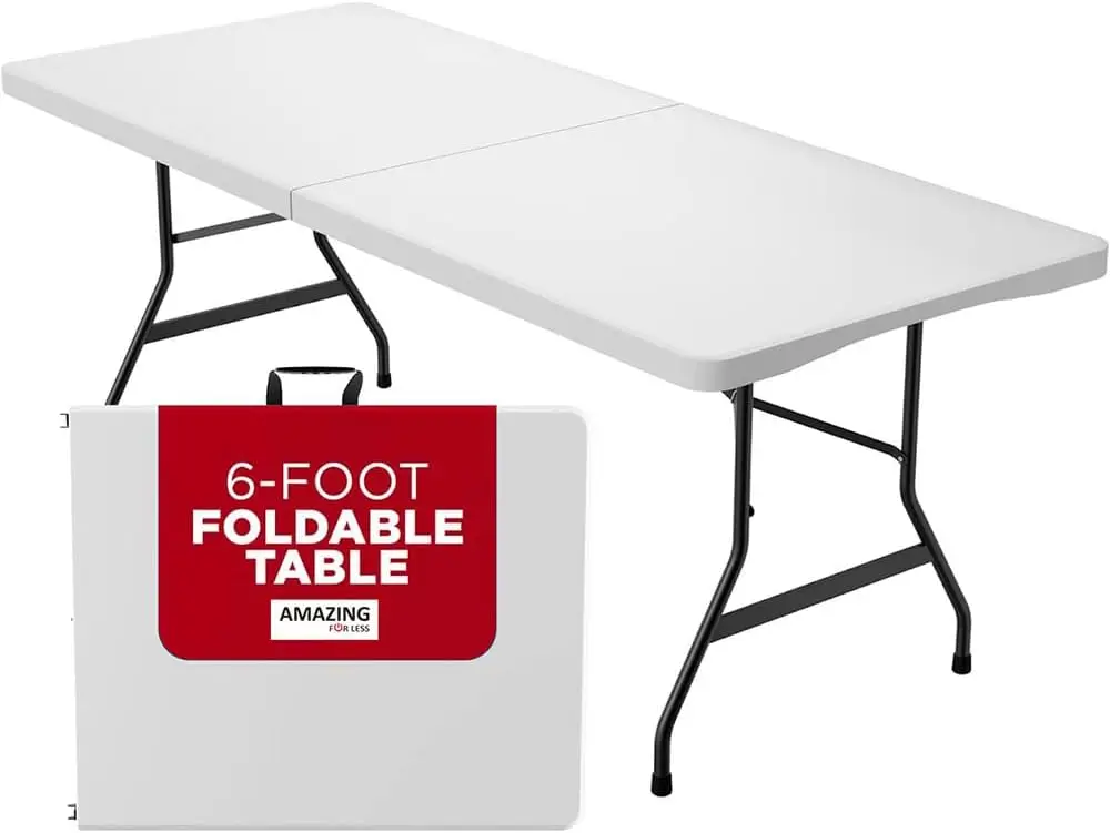 

less 6ft Folding Table White Plastic Folding Table Portable Long Foldable Tables