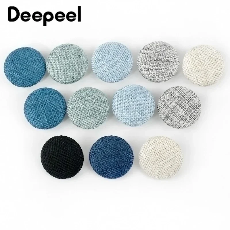 20 sztuk 15-30mm guziki z tkaniny lniane pokryte okrągłymi zatrzaskami na kurtkę ubrania Sofa garnitur płaszcz DIY akcesoria do szycia