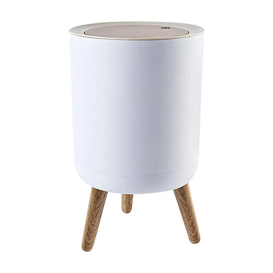 

can7Liter 1.8 Gallon Garbage can with Press top LidNordic Modern Waste BasketPlastic Trash bin Suitable for Kitchen, Bathroom, B