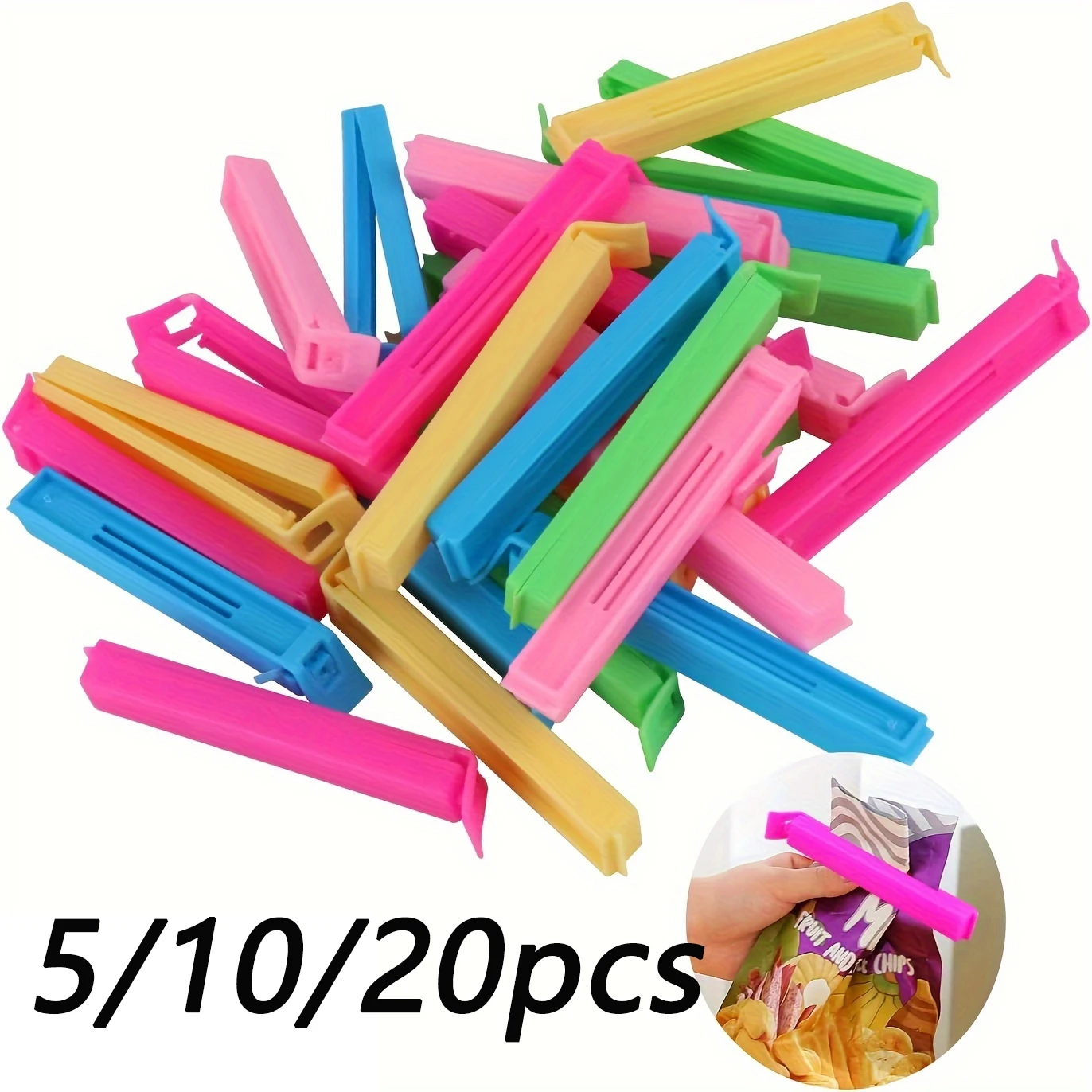 5-20pcs Colorful Sealing Clips Moisture-Proof Fresh-Keeping Snack Bag Clips Sealer Clamp Reusable Plastic Kitchen Storage Food
