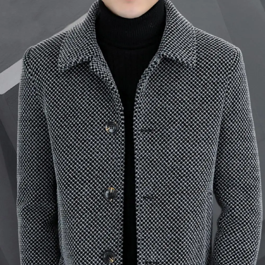 

2025 мужские повседневные пальто с воротником с лацканами, модные однотонные утепленные куртки, осенне-зимняя однобортная мужская деловая тонкая верхняя одежда