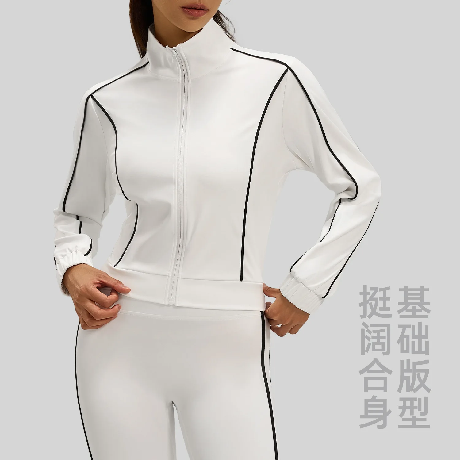 

Women's Spring Autumn Ribbed Texture Relaxed Fit Open-Front Jacket 4-Way Stretch Breathable Fabric for Outdoor Running Gym