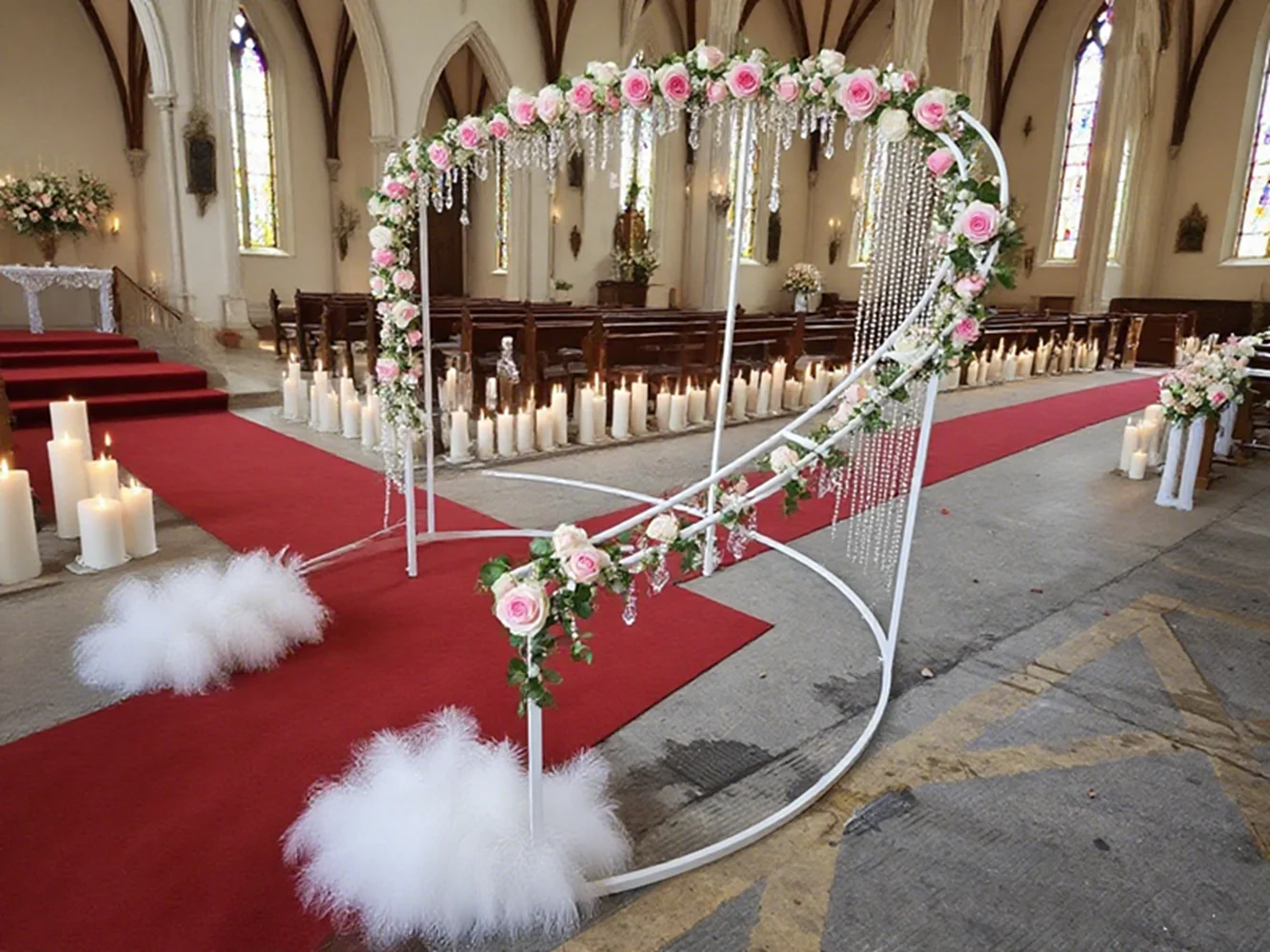 

Wedding Arch Semicircular Arc Metal Stand Adjustable Height - Sturdy Wedding Backdrop Frame for Ceremony Garden Decoration