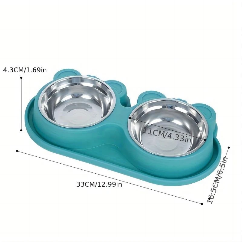 Dog Bowl Stainless Steel Double Pet Cat Food Bowl Set Anti Tumble Eating Bowl Drinking Tray Feeder For Small Medium Large Dogs