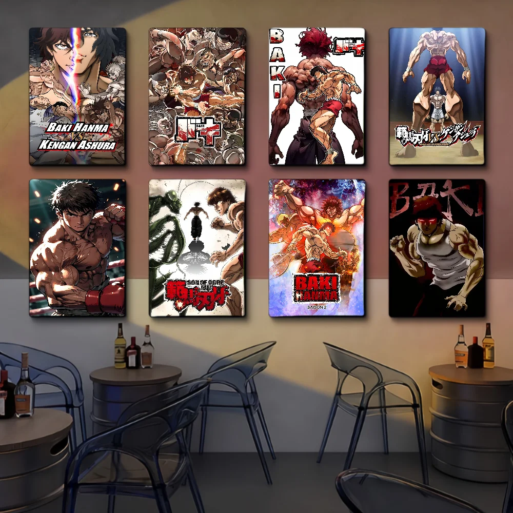 Anime Baki Hanma Movie Sticky Posters Vintage Room Home Bar Cafe Decor Room Wall Decor