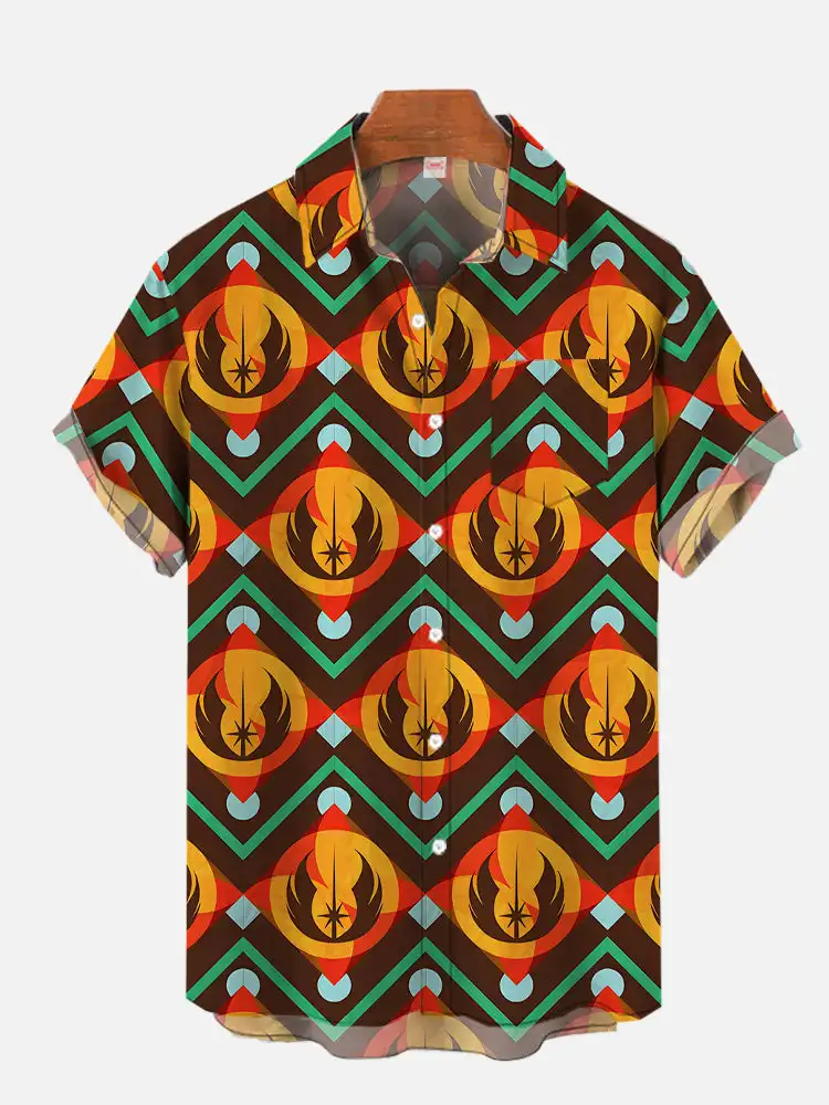 Geometric Art Modern Colorful Abstract Portrait 3D Printed Graphic Men\'s Short Sleeved Shirts For Men Fashion Hawaiian Shirts