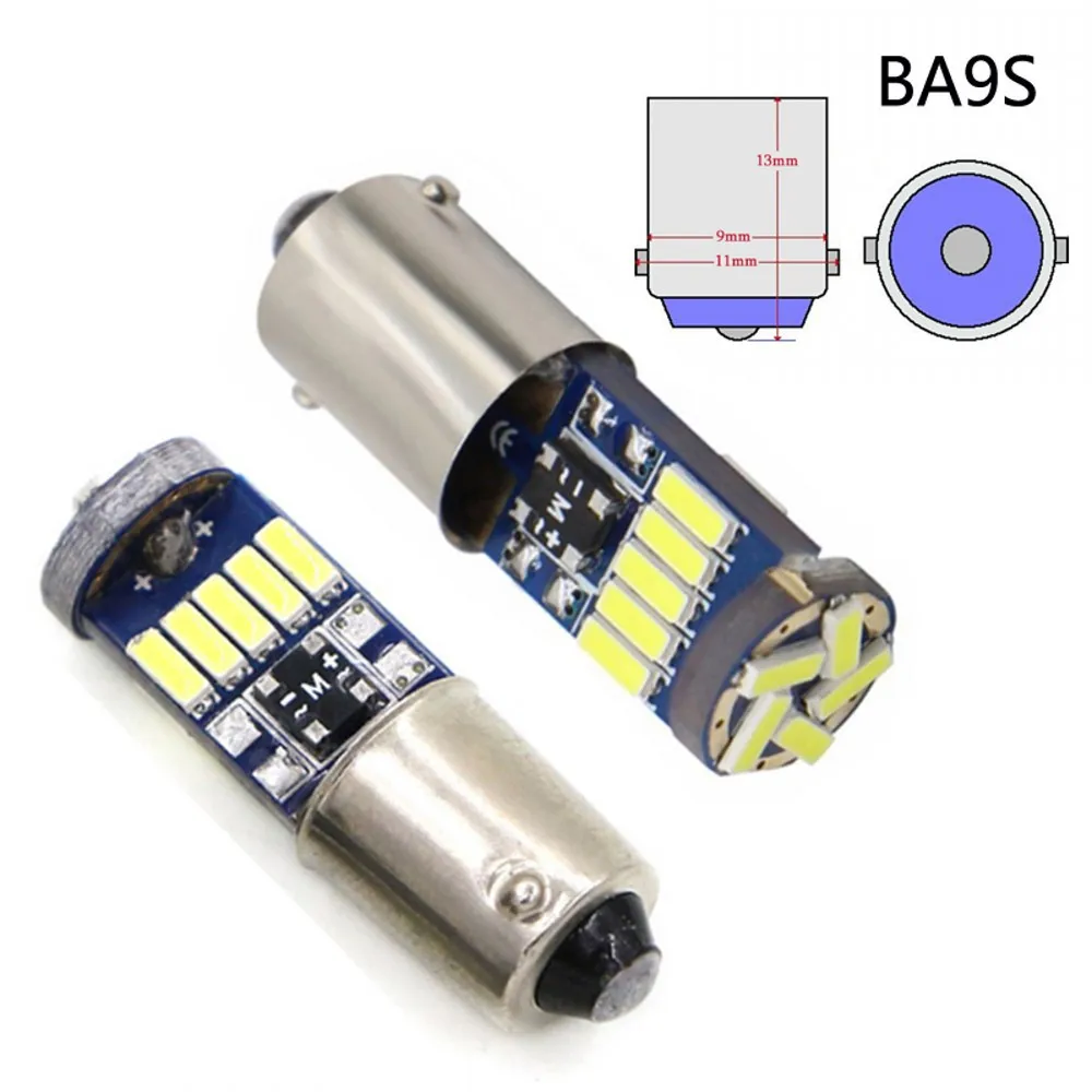 Bombillas LED Ba9s para Interior de coche, luz de lectura y maletero para puerta, lámpara de despacho, Blanco 4014, 15-SMD, T11, H6W, 10 piezas,